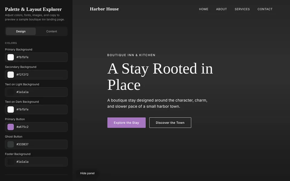 The Palette and Layout Explorer app