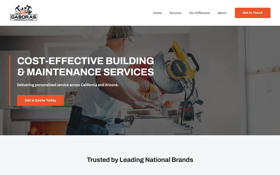 Home page of the Gaboras Construction website