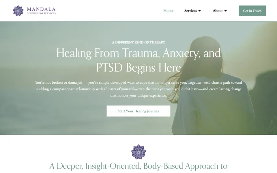 Home page of the Mandala Counseling Services website