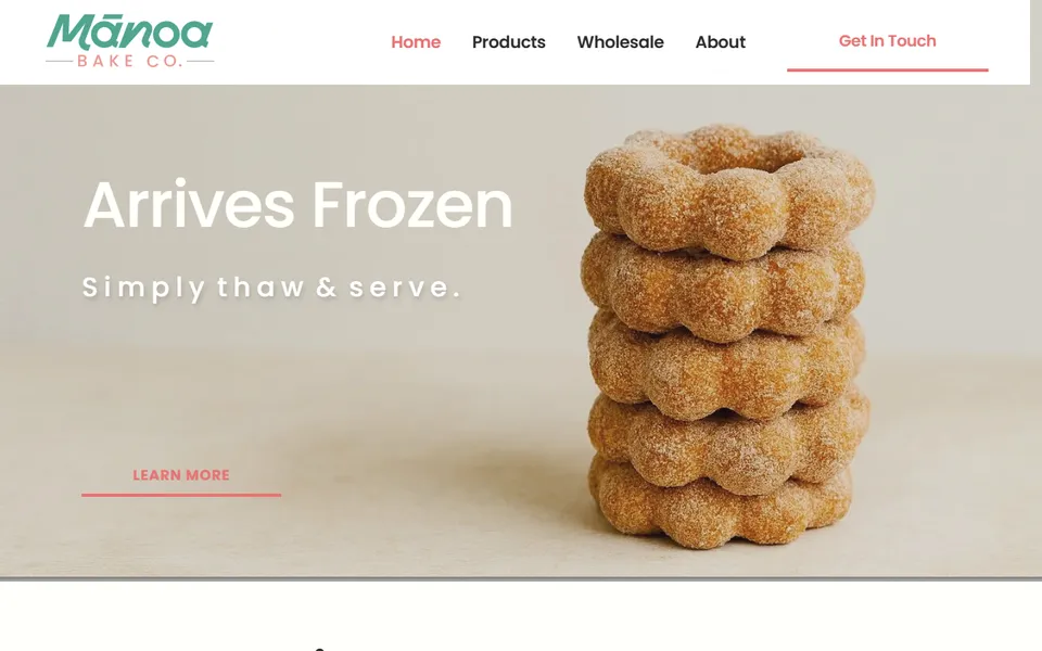 Home page of the Manoa Bake Co. website