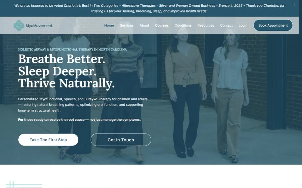 Home page of the MyoMovement website