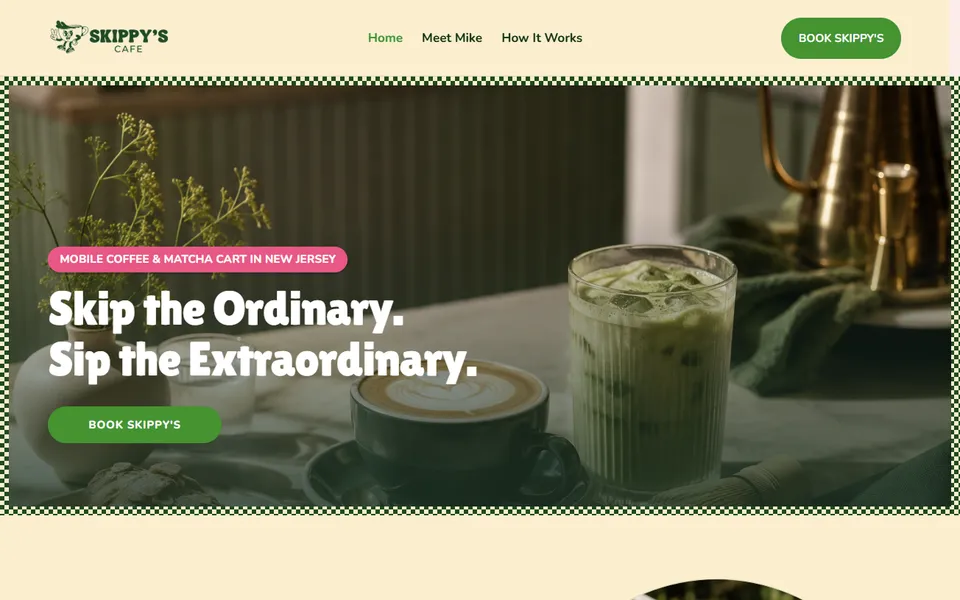 Home page of the Skippy's Cafe website
